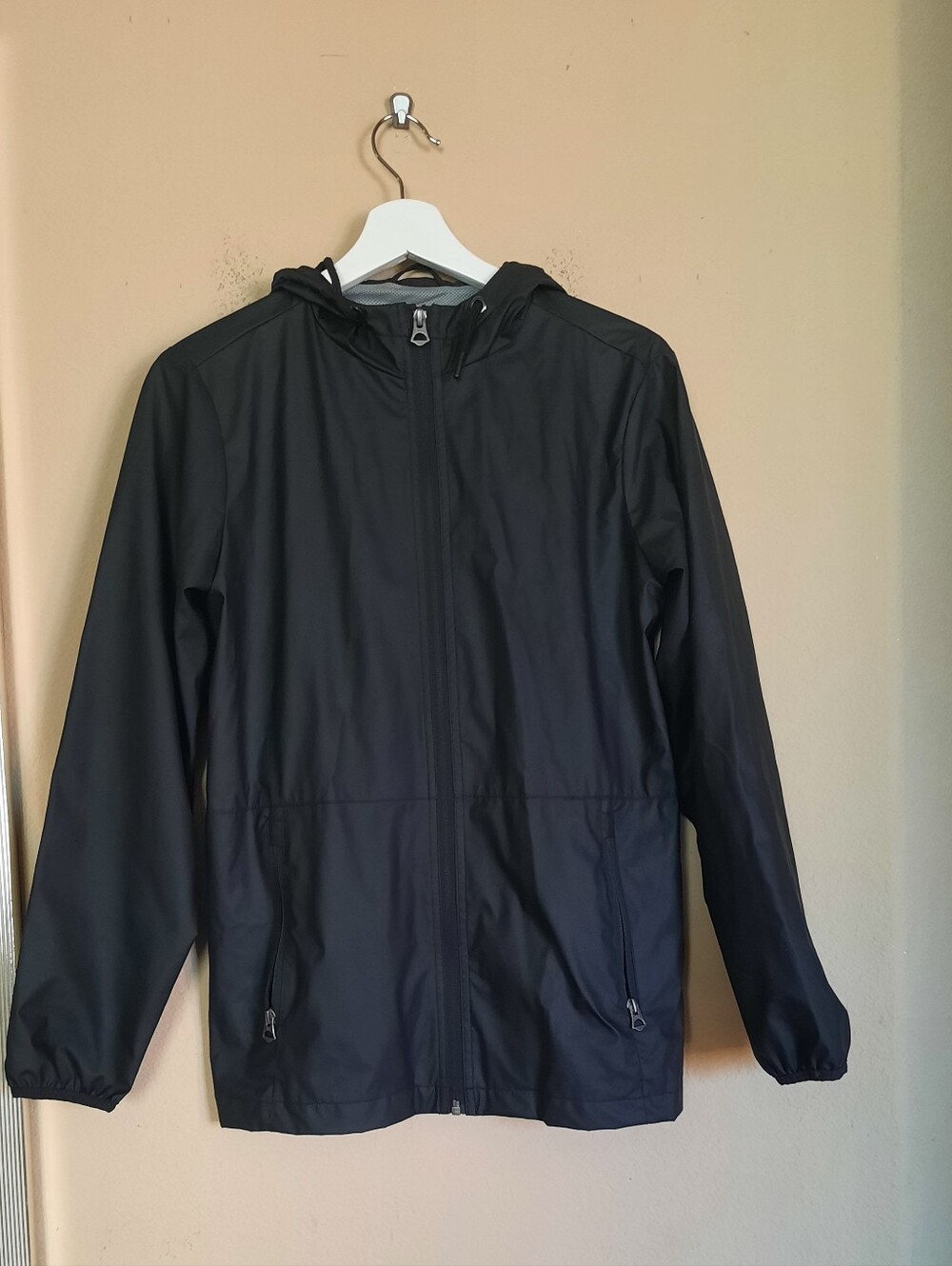 Vintage Weatherproof Men's Windbreaker Vintage Lightweight Black Hooded Jacket